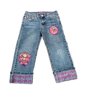 Original Bobby Jack Pink Patches Y2K 2000’s Fashion Capri Jeans Girls size 8